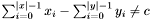 $\sum_{i=0}^{|x|-1}x_i-\sum_{i=0}^{|y|-1}y_i\neq c$